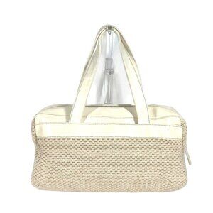 CHANEL Cream Leather Logo Shoulder Bag